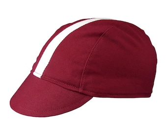 Red/white-stripe cotton cycling cap - handmade cap; bike cap; bicycle cap; cotton cap; cycling clothes; bike wear