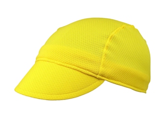 Amber/yellow moisture wicking cycling cap - handmade cap; moisture wicking cap; bicycle cap; polyester cap; bike wear; cycling clothes