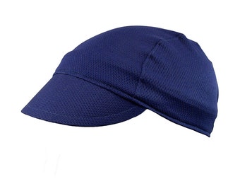 Navy blue moisture wicking cycling cap - handmade cap; moisture wicking cap; bicycle cap; polyester cap; fixie cap; cycling clothes