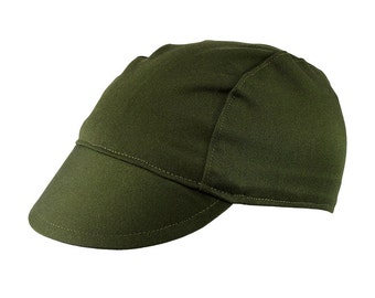 Olive cotton cycling cap - handmade cap; bike cap; bicycle cap; cotton cap; cycling clothes; bike wear