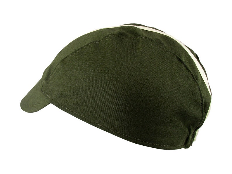 Olive/beigestripe Cotton Cycling Cap Handmade Cap Bike Cap Bicycle Cap Cotton Cap Cycling