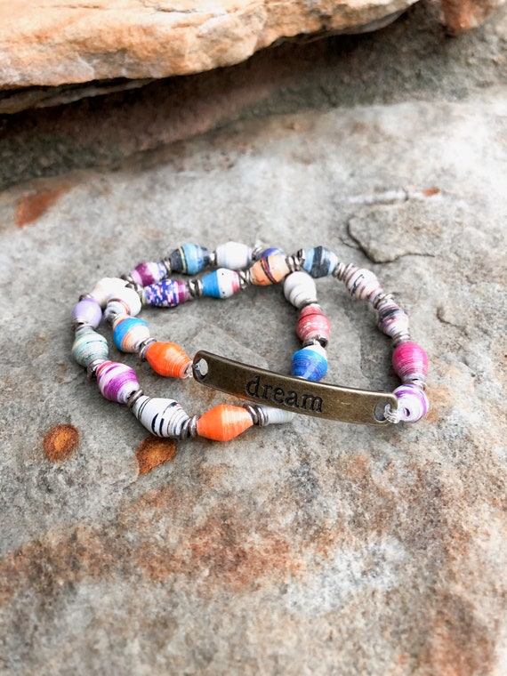 Fair Trade Bracelet Paper Beaded Bracelet Inspirational Jewelry