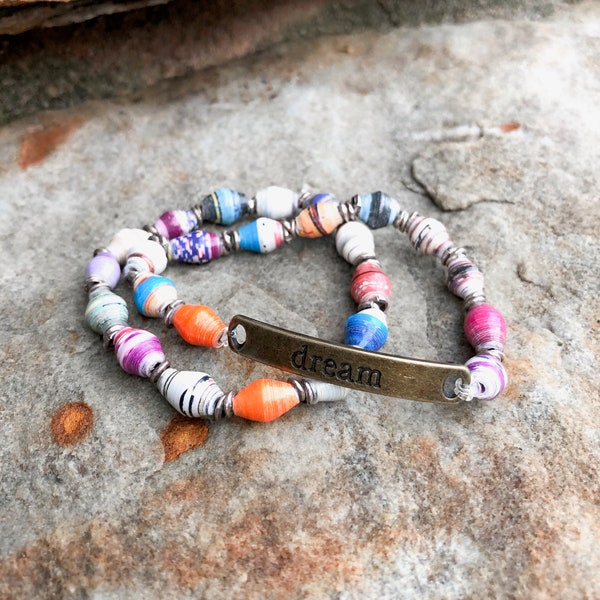 Fair Trade Bracelet, Paper beaded bracelet, Inspirational jewelry, Fair Trade jewelry