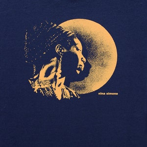 Nina Simone t shirt FREE SHIPPING to usa Spell Best Blues Navy blue