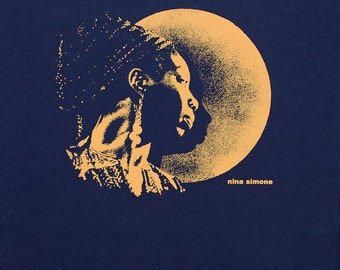 Nina Simone t shirt FREE SHIPPING to usa Spell Best Blues Navy blue