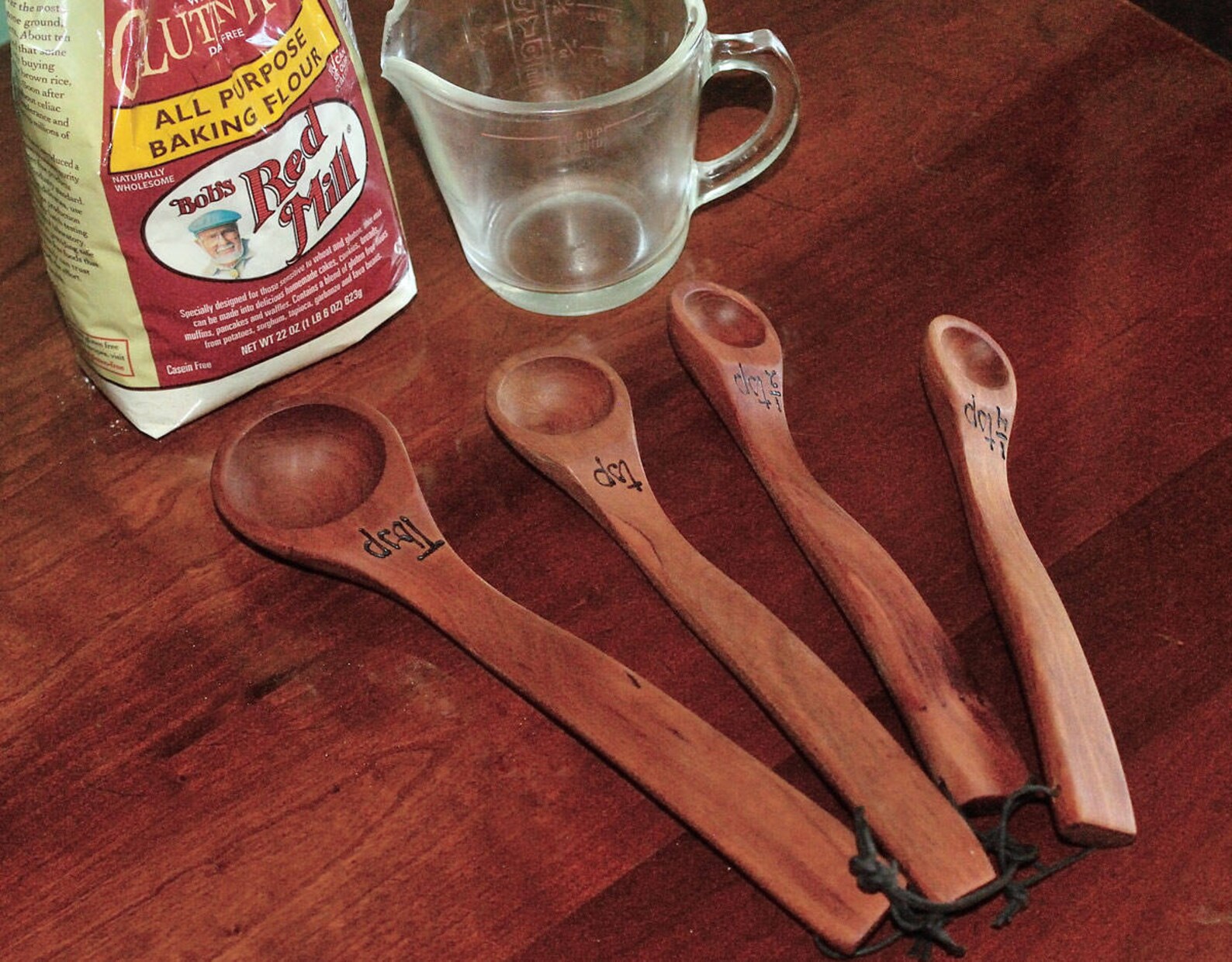 Long Handle Wood Measuring Spoon Set Wooden Measuring Spoons Etsy