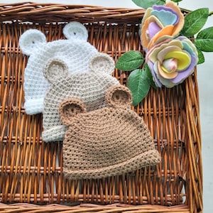 Crochet Baby Bear Beanie: Handmade Newborn to Toddler Teddy Hat
