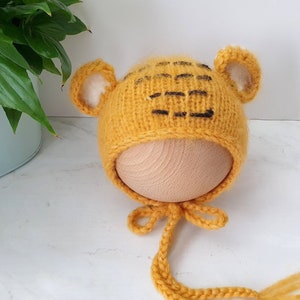 Accessoire de photographie Baby Tiger Bonnet, cadeau de l'année chinoise du tigre. Bonnet en tricot pour bébé animal de la jungle