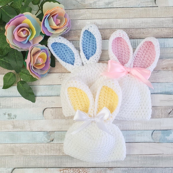 Baby Bunny Rabbit Hat with stand-up ears, Gift for baby, Easter bunny Gift, Newborn Photo Prop Hat, Baby Boy hat, Baby Girl hat, Toddler hat