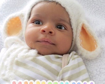 Baby Lamb Bonnet - knitted newborn sheep hat photo prop -  newborn sheep hat, baby gift hat