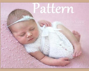Baby Dress knitting PATTERN PDF, Newborn Pinafore dress pattern, knit baby girl dress, newborn photography prop pattern, knitting for baby