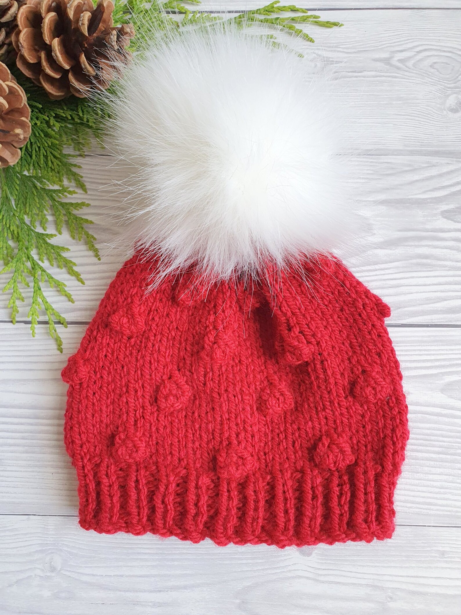 red and white beanie