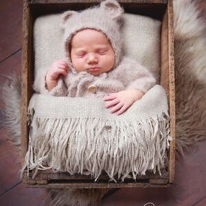 Knit baby bear hat, 0-3 years sizes newborn to toddler bear bonnet , photo prop costume hat, newborn bear bonnet photo prop, baby gift hat image 3
