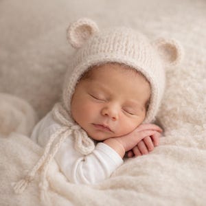Knit Baby Bear Bonnet Pattern: Newborn Photo Prop (PDF Pattern)