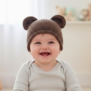 Easy Baby Bear Beanie Knitting Pattern: Light Worsted 8ply Double Knit (PDF Pattern)