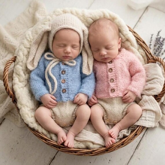 Newborn Easter Bunny Outfit - Handmade Crochet Rabbit Set With Hat & Diaper Cover