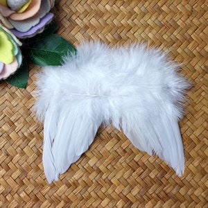White feather angel wings newborn photo prop, Baby angel wings for photo shoot. White Baby Wing Set, Newborn Wing , Newborn Angel Costume. image 4
