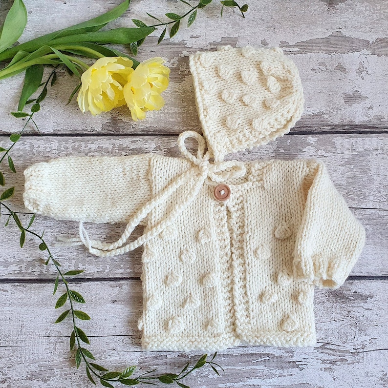 Baby Bobble Cardigan Jumper Knitting PATTERN infant sweater Etsy