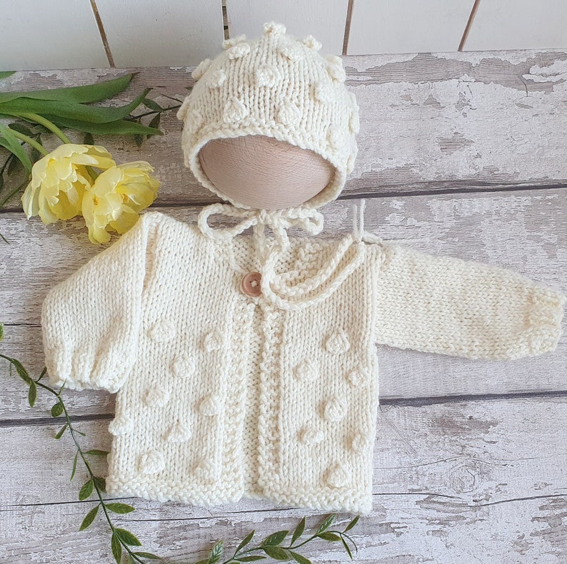 Baby Bobble Cardigan Jumper Knitting PATTERN infant sweater Etsy