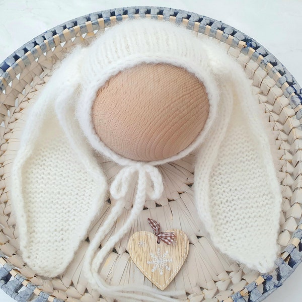 Baby Bunny Rabbit Bonnet Knitting Pattern, Toy bunny pattern, DIY Bunny hat and toy knitting pattern, newborn rabbit hat photo prop pattern