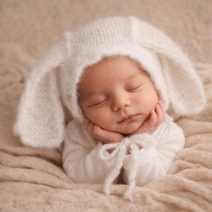 Baby Bunny Bonnet Knitting Pattern: Newborn Photo Prop (PDF Pattern)