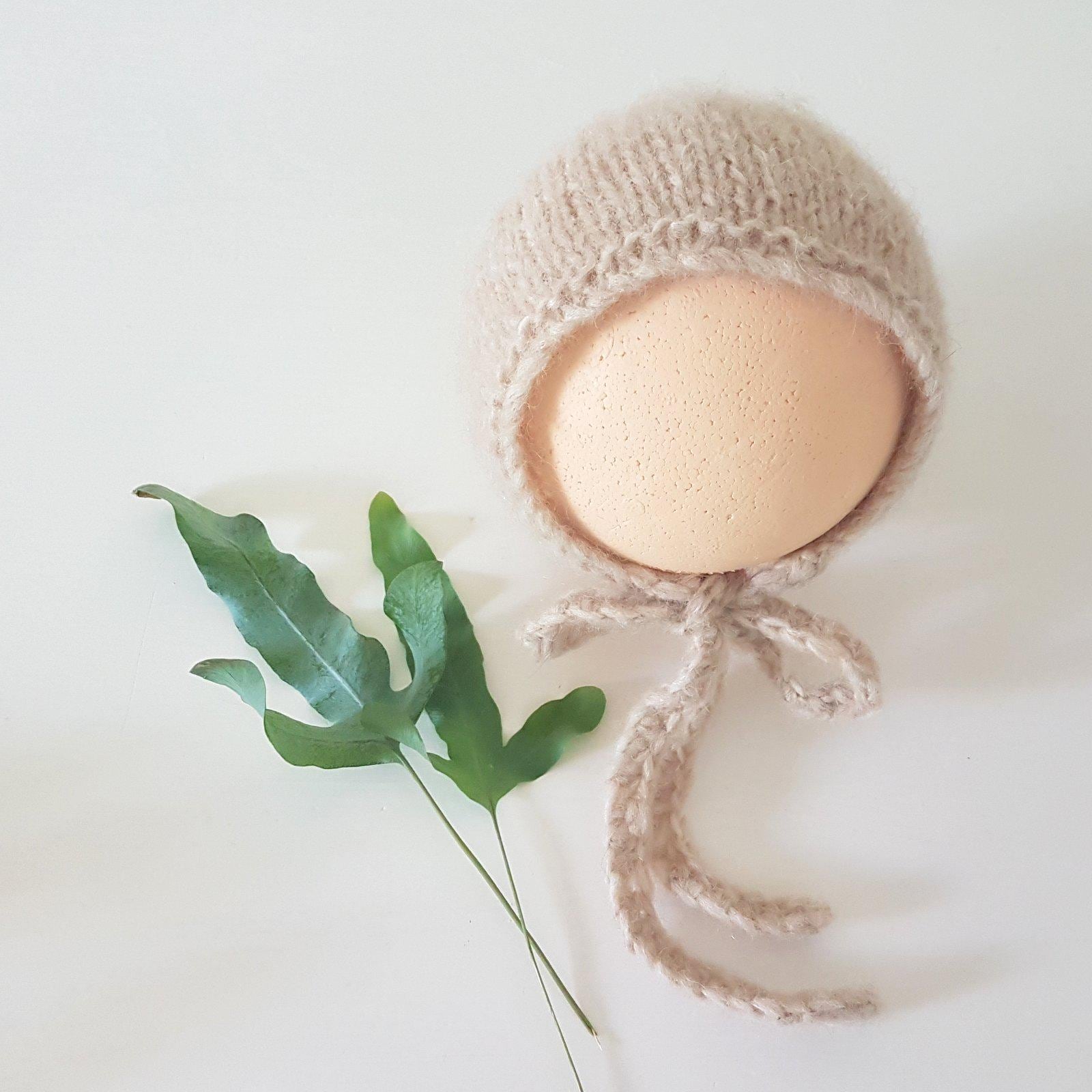 Newborn Photo Prop Set: Knit Alpaca Wrap & Bonnet, Three Hat Options - Etsy