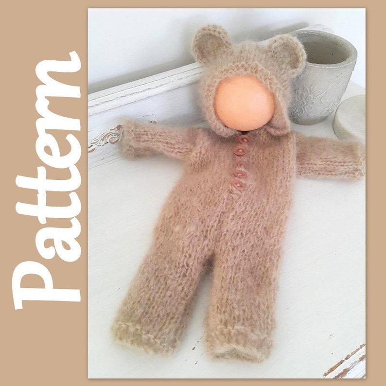 Baby Bear Hoodie Knitting PATTERN Infant Romper Outfit Etsy