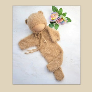 Baby Bear & Bunny Romper Knitting Pattern: Footed Pajama Outfit (PDF Instructions) Newborn Photo Prop