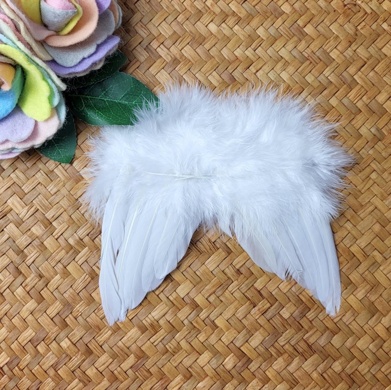 White feather angel wings newborn photo prop, Baby angel wings for photo shoot. White Baby Wing Set, Newborn Wing , Newborn Angel Costume. image 1