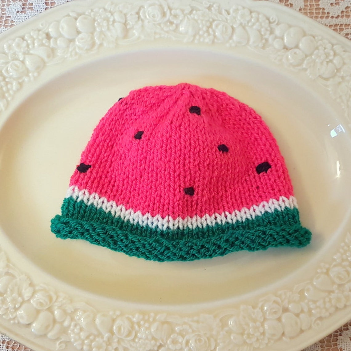 Baby Watermelon hat knitting PATTERN infant beanie knit | Etsy