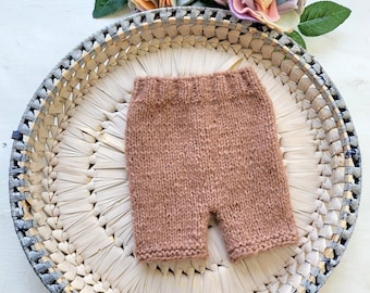 Baby Diaper cover Photography Prop, Knitted baby nappy cover pants, Newborn or 0-3 months baby shortie pants knit in soft alpaca yarn