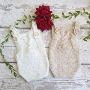 Bunny Baby Romper knitting PATTERN,  0-9 months aran knit baby outfit, Newborn Photo Prop romper knitting pattern, First Easter romper pdf