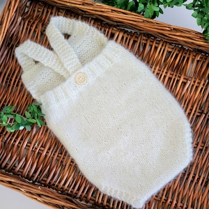 Knitted simple classic style baby romper with shoulder straps, newborn photography prop, gift for baby, coming home outfit, sitter baby prop