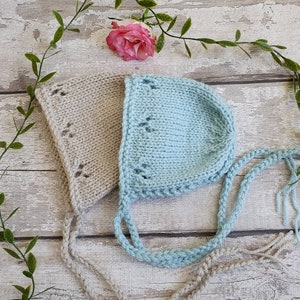 0-6 month Easy Baby Cardigan and Bonnet Knitting PATTERN PDF, Baby Girl lacy jumper, Worsted Aran yarn sweater pattern, Knitting for baby. image 7