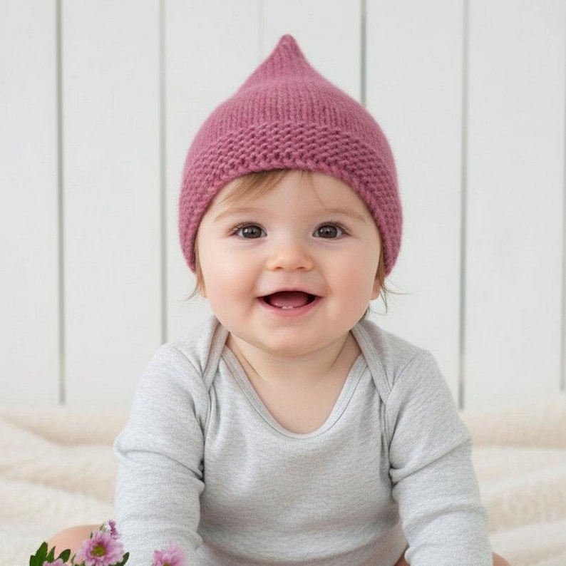 Easy Knit Toddler Pixie Hat Pattern: Aran Baby Gnome Beanie (PDF Pattern 0-5 Years) image 1