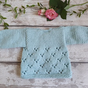 0-6 month Easy Baby Cardigan and Bonnet Knitting PATTERN PDF, Baby Girl lacy jumper, Worsted Aran yarn sweater pattern, Knitting for baby. image 9