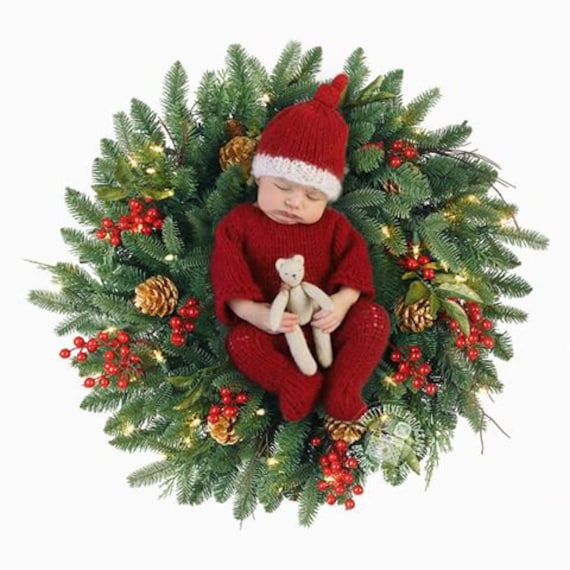 plush red or green Christmas outfit costume photo props infant newborn Santa or Elf coat and hat for babies and toddlers