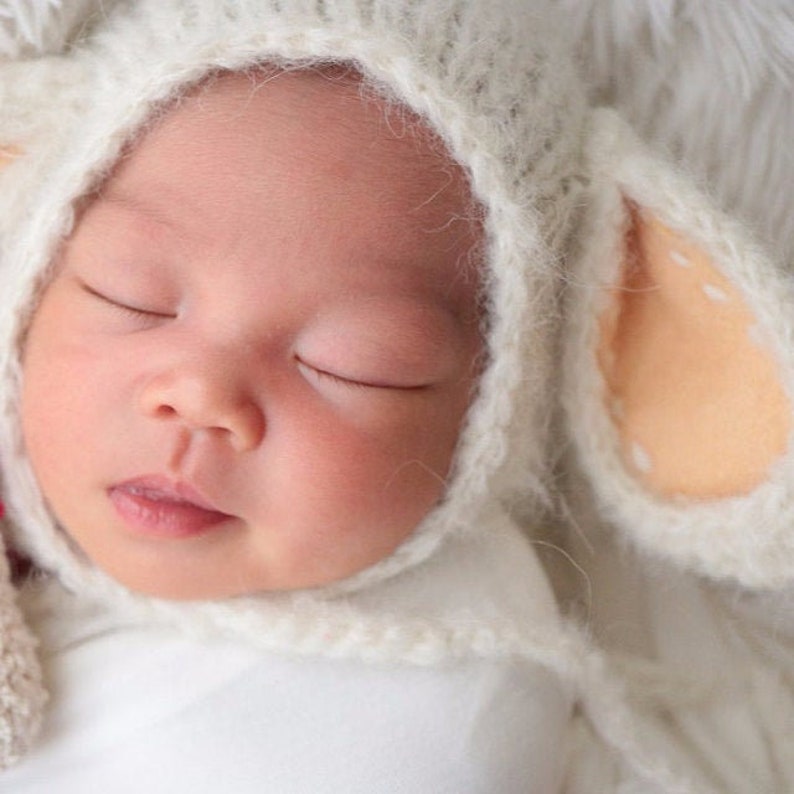 Baby Lamb Newborn Sheep Hat Photo Prop Knitted Etsy