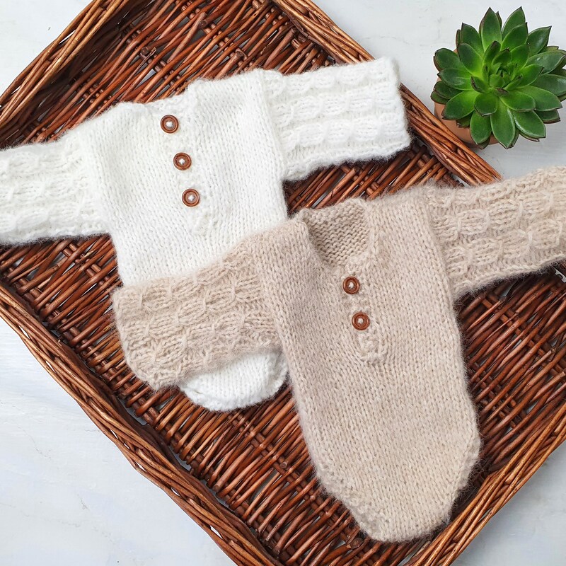 Baby Simple Beige Knitted Romper
