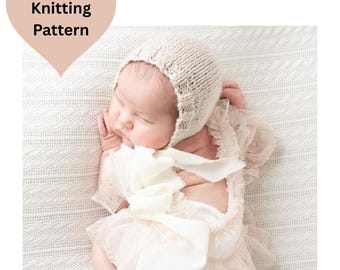 Simple Baby Bonnet Knitting Pattern: DK light Worsted, Newborn to 6 Months, Photo Prop.