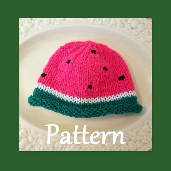 Baby Watermelon hat knitting PATTERN infant beanie knit Etsy