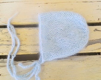 Easy Baby Bonnet Knitting PATTERN, 4 ply fingering yarn pattern PDF for a baby hat, dainty baby bonnet pattern, newborn photo prop bonnet