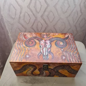 American Horror Story inspired, AHS, snakes and scull tea box, storage box, gothic ,dark ,witchcraft