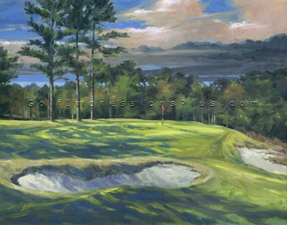 Golf Art. Golf Gift. Oil Painting. Golf Wall Decor. Dormie Club, North Carolina. Print of original oil painting.