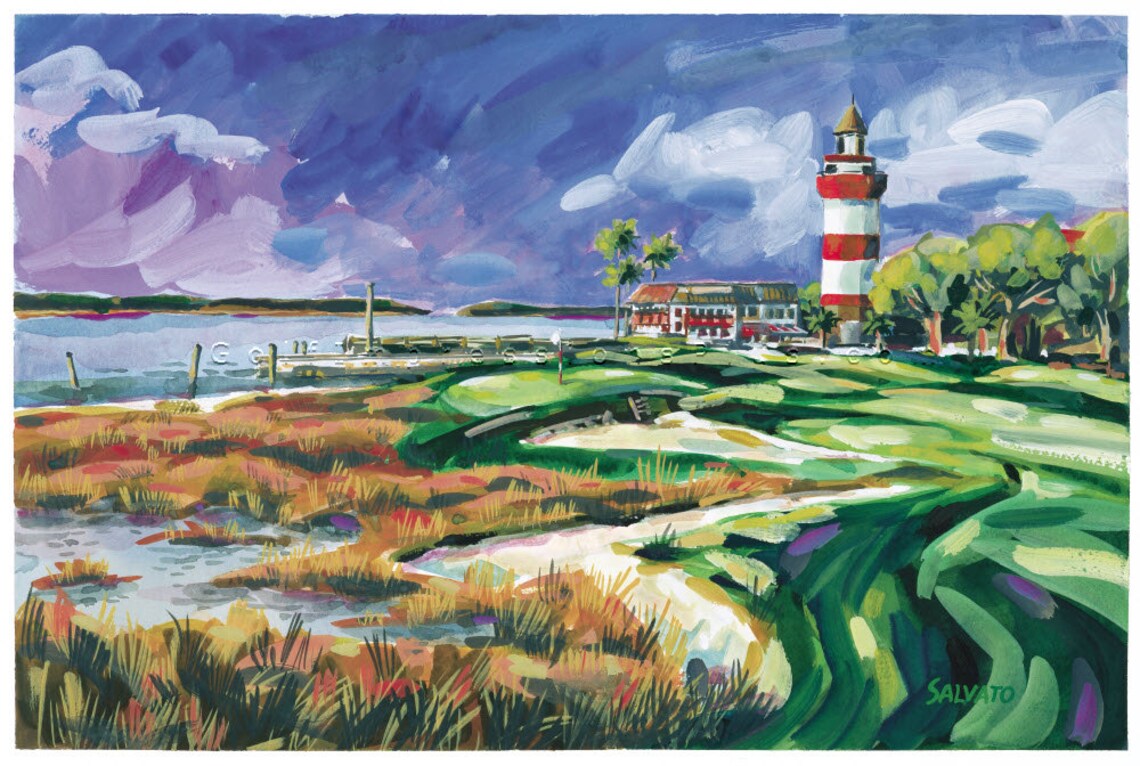 Golf Art. Golf Gift. Harbor Town Golf Club Hilton Head Etsy