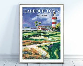 Golf Poster | Print | Harbour Town Golf Club | Hilton Head Island | South Carolina | Home Decor | Fine Art | Golf | Painting | Wall Decor