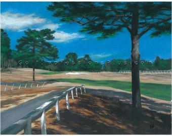 Golf Art. Golf Gift. Golf Wall Decor. Country Club at Long Leaf. Hole #4. Print of original oil painting.