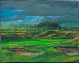 Art de golf. Cadeau de golf. Décoration murale de golf. Liens de golf de Waterville, "High_Point". Impression d’une peinture à l’huile originale.