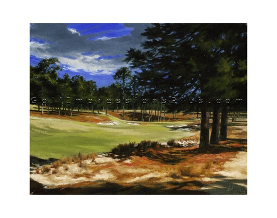 Golf Art. Golf Gift. Pinehurst Golf Course 2, Hole #4, Print of