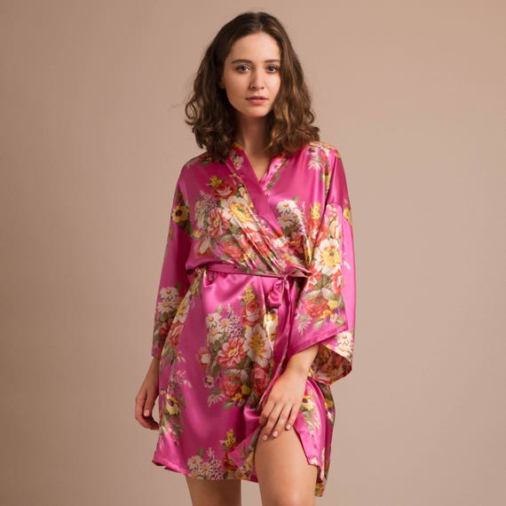 fuchsia robe pink floral robe pink bridesmaid robes hot | Etsy